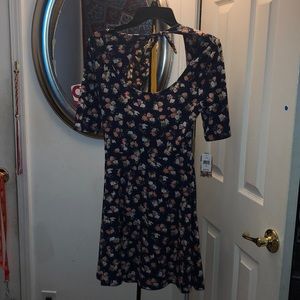 Blue floral dress with open back